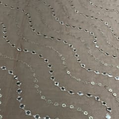 Dusty Pink Colour Chiffon Embroidered Fabric