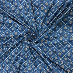 Blue Colour Cotton Cambric Printed Fabric