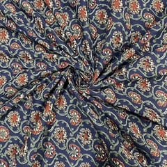 Navy Blue Colour Cotton Cambric Printed Fabric
