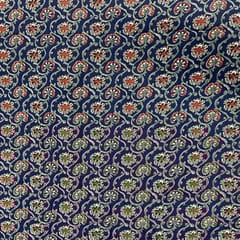 Navy Blue Colour Cotton Cambric Printed Fabric