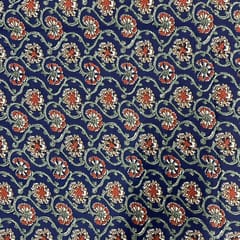 Navy Blue Colour Cotton Cambric Printed Fabric