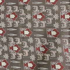 Brown Colour Cotton Cambric Printed Fabric
