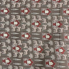 Brown Colour Cotton Cambric Printed Fabric