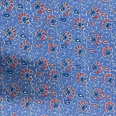 Sky Blue Colour Cotton Cambric Printed Fabric