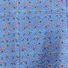 Sky Blue Colour Cotton Cambric Printed Fabric