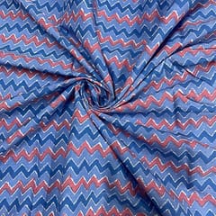 Sky Blue Colour Cotton Cambric Printed Fabric