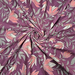 Dark Majenta Colour Cotton Flex Discharge Printed Fabric