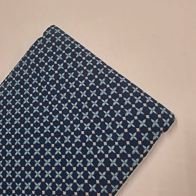 Blue Colour Cotton Cambric Printed Fabric