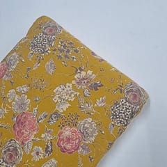 Mustard Colour Cotton Flex Discharge Printed Fabric