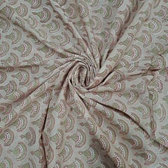 Peach Colour Cotton Cambric Printed Fabric