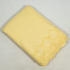 Yellow Colour Cotton Chikan Border Embroidered Fabric
