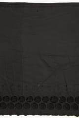 Black Colour Cotton Chikan Border Embroidered Fabric