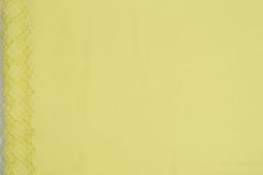 Lime Green Colour Cotton Chikan Border Embroidered Fabric