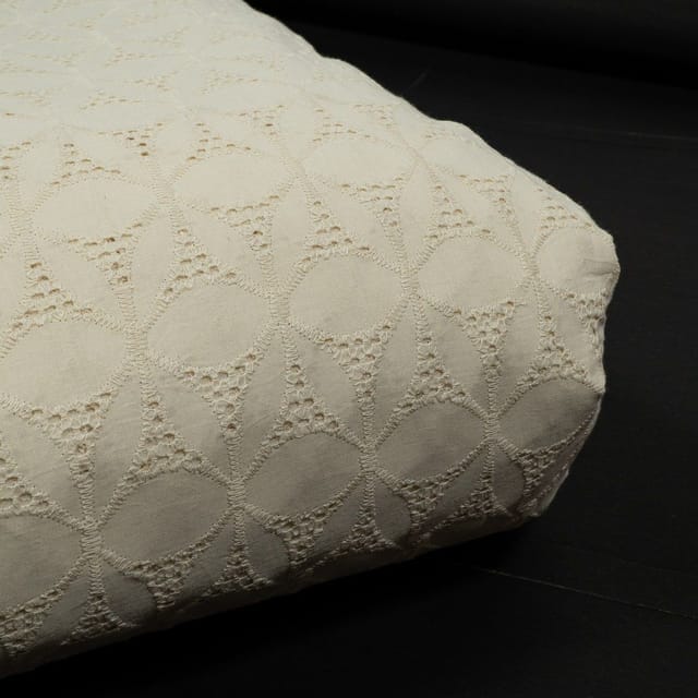 Dyeable Cotton Chikan Embroidered Fabric