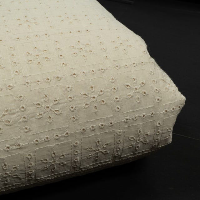 Dyeable Cotton Chikan Embroidered Fabric