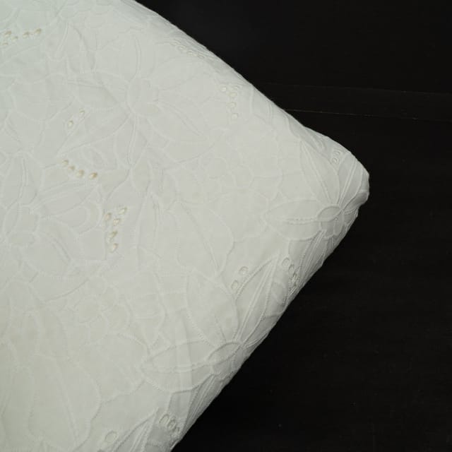 Dyeable Cotton Chikan Embroidered Fabric