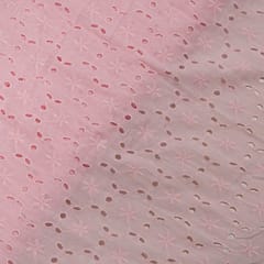 Pink Colour Cotton Chikan Embroidered Fabric