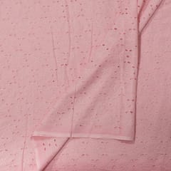 Pink Colour Cotton Chikan Embroidered Fabric