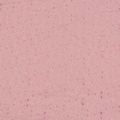 Pink Colour Cotton Chikan Embroidered Fabric