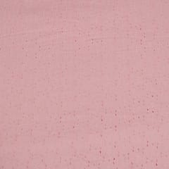 Pink Colour Cotton Chikan Embroidered Fabric