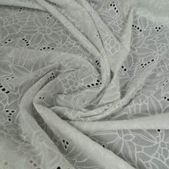 Dyeable Cotton Chikan Embroidered Fabric