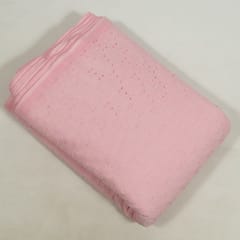 Pink Colour Cotton Chikan Embroidered Fabric