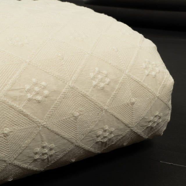 Dyeable Cotton Chikan Embroidered Fabric