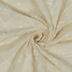 Dyeable Cotton Chikan Embroidered Fabric