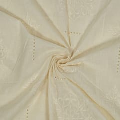 Dyeable Cotton Chikan Embroidered Fabric