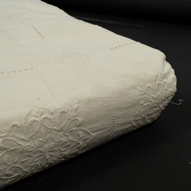 Dyeable Cotton Chikan Embroidered Fabric