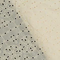 Dyeable Cotton Chikan Embroidered Fabric