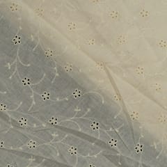 Dyeable Cotton Chikan Embroidered Fabric