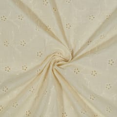 Dyeable Cotton Chikan Embroidered Fabric