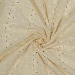 Dyeable Cotton Chikan Embroidered Fabric