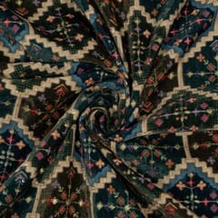 Multi Colour Velvet Print with Embroidered Fabric