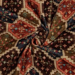 Multi Colour Velvet Print with Embroidered Fabric
