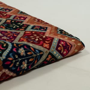 Multi Colour Velvet Print with Embroidered Fabric