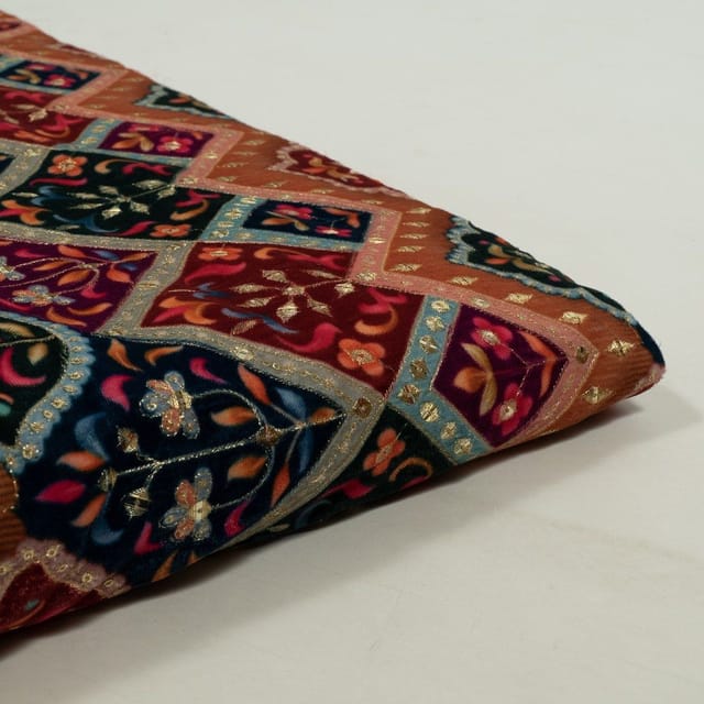 Multi Colour Velvet Print with Embroidered Fabric