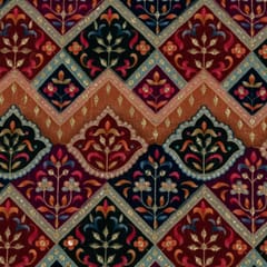 Multi Colour Velvet Print with Embroidered Fabric