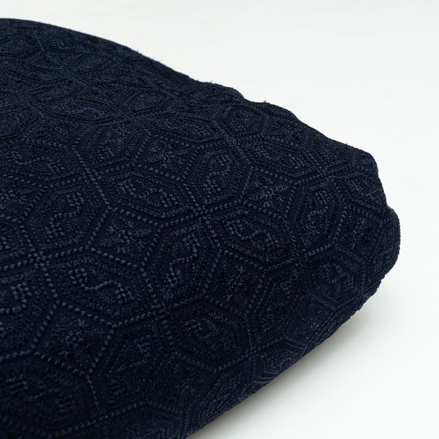 Cream Colour Georgette Embroidered Fabric