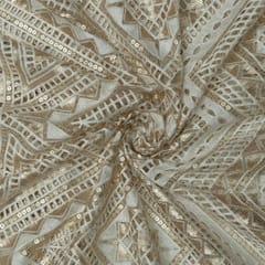 Dyeable Net Cutwork Embroidered Fabric
