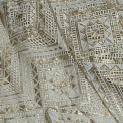 Dyeable Net Cutwork Embroidered Fabric