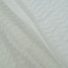 White Dyeable Georgette Embroidered Fabric