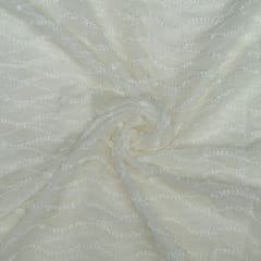 White Dyeable Georgette Embroidered Fabric