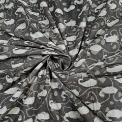 Dark Grey Colour Cambric Cotton Dabu Printed Fabric