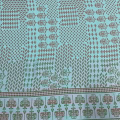 Sea Blue Colour Rayon Printed Fabric
