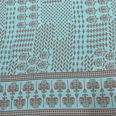Sea Blue Colour Rayon Printed Fabric