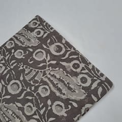 Grey Colour Cambric Cotton Bagru Printed Fabric
