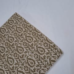 Olive Colour Cambric Cotton Bagru Printed Fabric