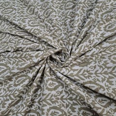 Olive Colour Cambric Cotton Bagru Printed Fabric